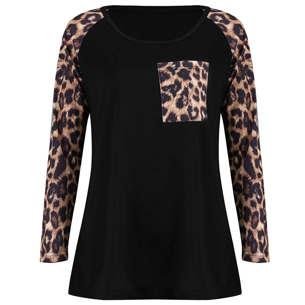 Для женщин Мода O средства ухода за кожей Шеи карман сращивания Leopard трикотажная