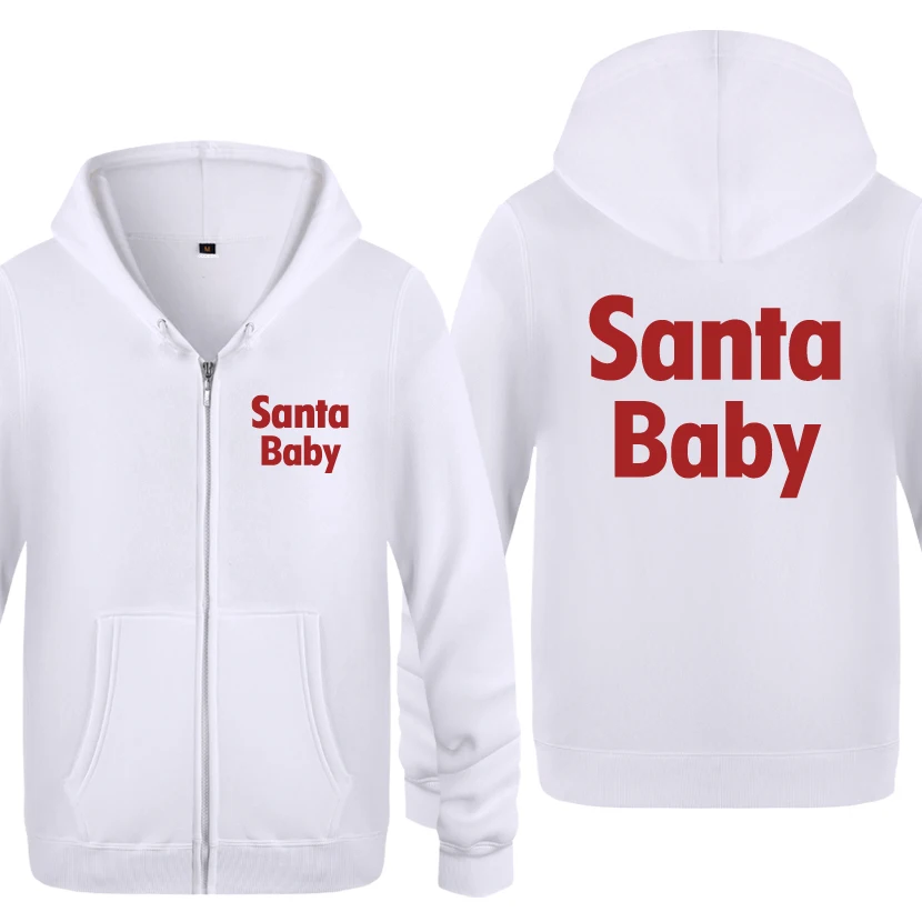Santa Baby Рождественский подарок толстовки Для мужчин 2018 флис молнии кардиганы с