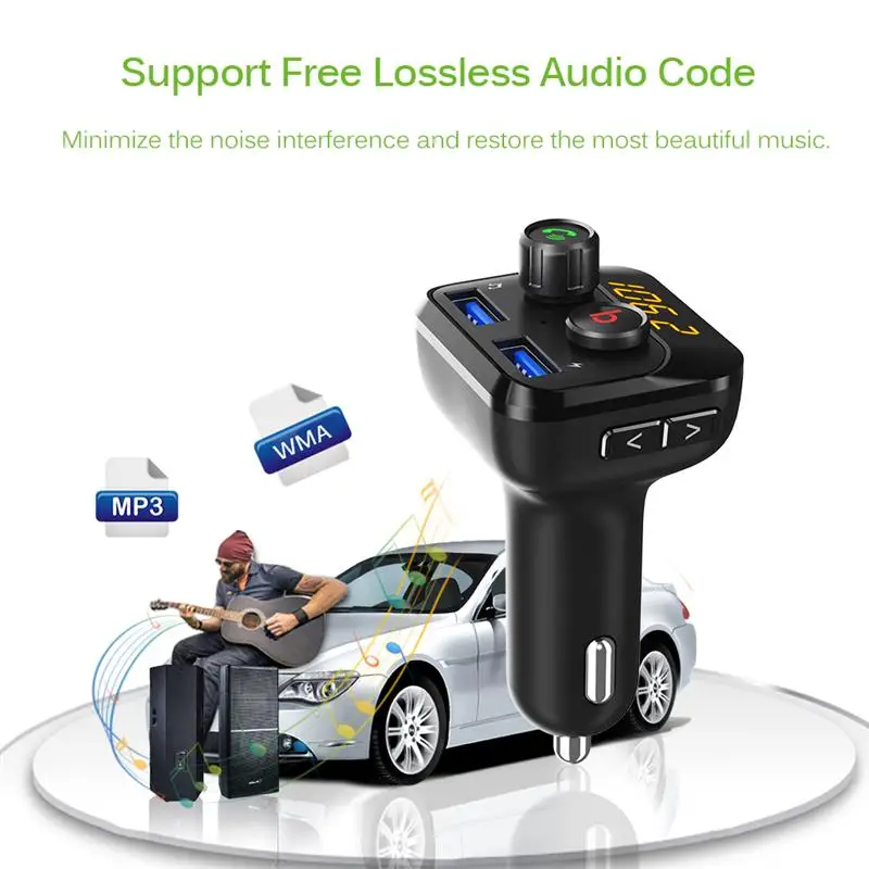 Адаптер AOZBZ с двумя USB-портами для быстрой зарядки FM-трансмиттер модулятор