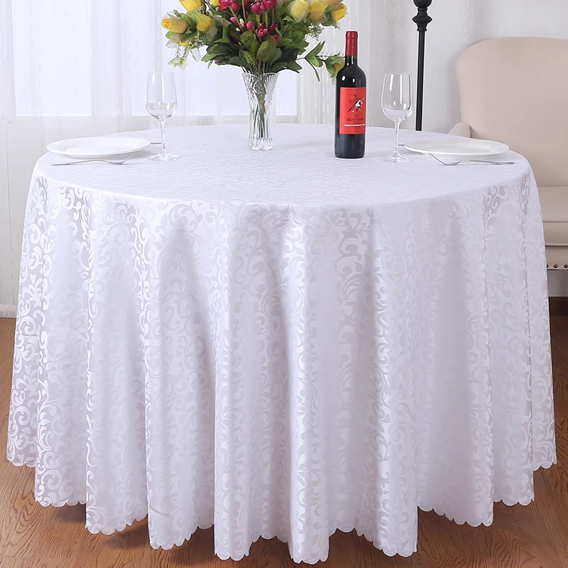 

Wedding Table Cloth Cover Round Decoration Banquet Hotel Show Party Plain Polyester Jacquard Tablecloth Wholesale Nappe De Table