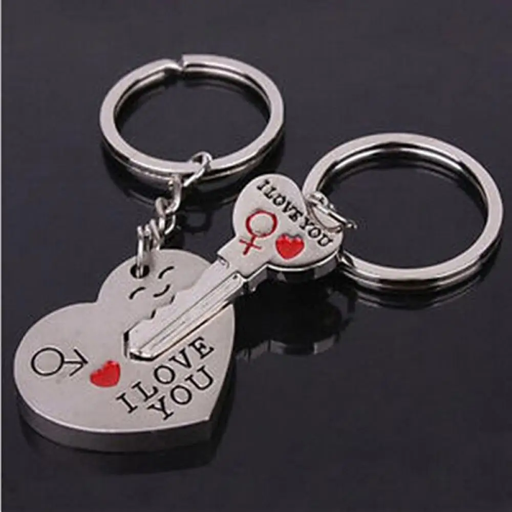 1 Pair I LOVE YOU Letter Heart Arrow Key Lock Couple Chain Ring Keyring Keyfob Valentine's Day Wedding Lover Gift | Украшения и