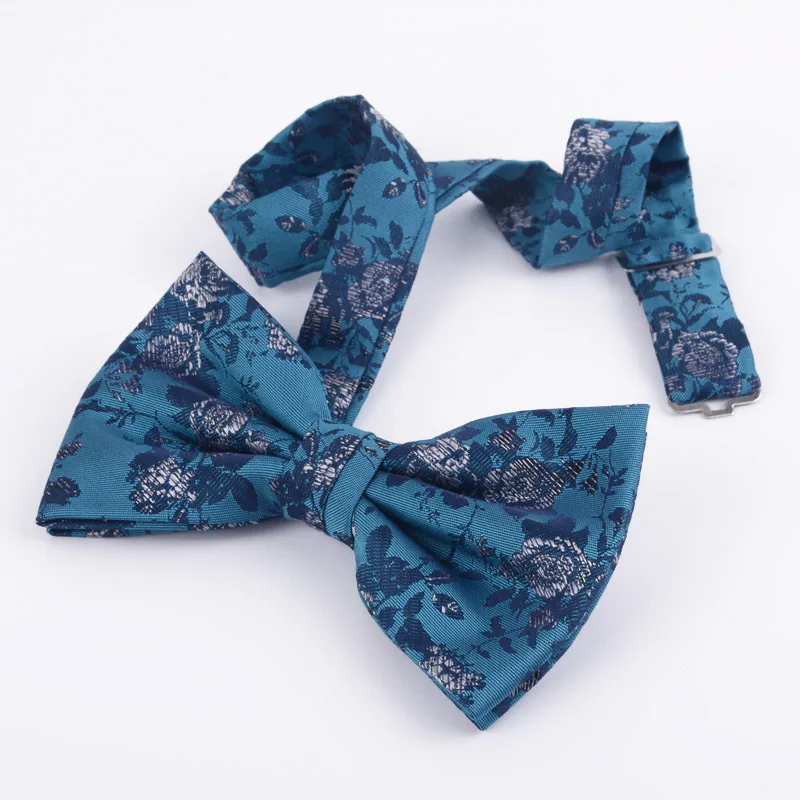 Business men's suit shirt accessories bow double pleat widened peacock blue green pattern tie | Аксессуары для одежды