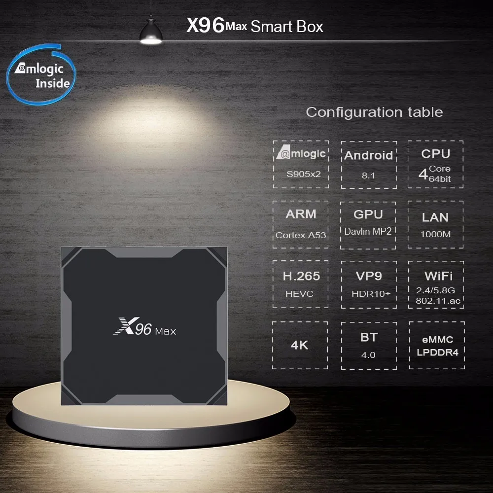 X96 MAX Smart TV box android 8 1 S905X2 предустановленный QHD год код продлевается для Италии