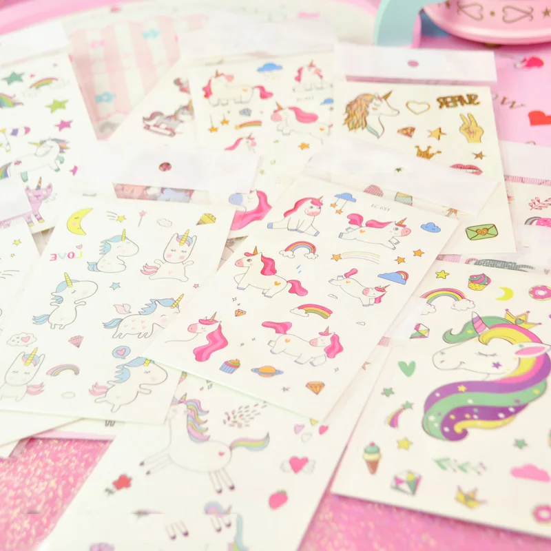 Мультипликационные наклейки с единорогом Kawaii луна звезда радуга единорог