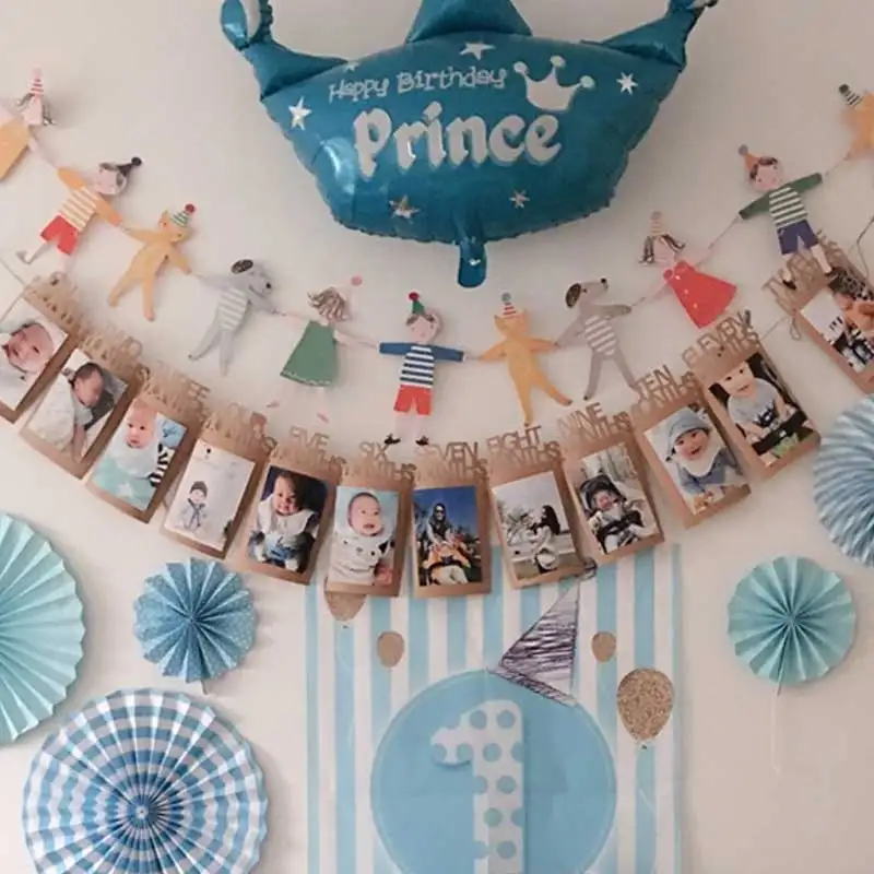 12 месяцы фоторамка баннер для маленьких мальчиков и девочек на первый день