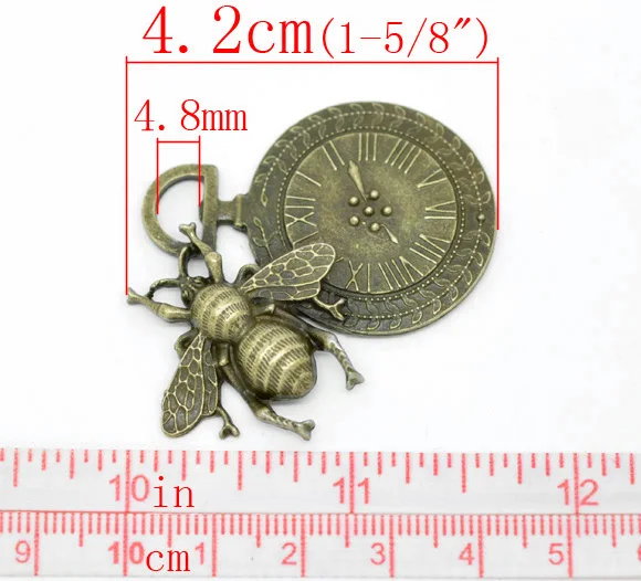 5 милых бронзовых часиков в виде пчелы подвески 4 2x4 2 см (B14996)|bronze charms pendants|bee