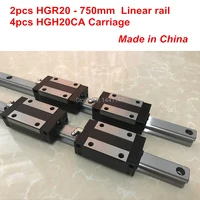 hgr20 linear guide 2pcs hgr20 750mm 4pcs hgh20ca linear block carriage cnc parts