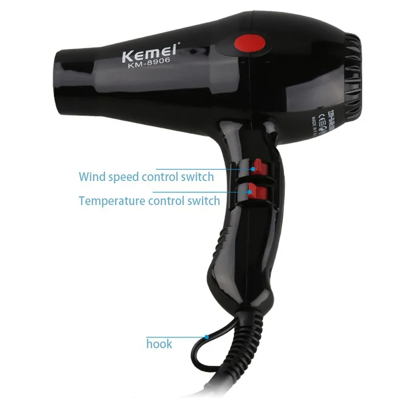Kemei KM-8906 home negative ion high-power hot and cold air blower Black | Бытовая техника