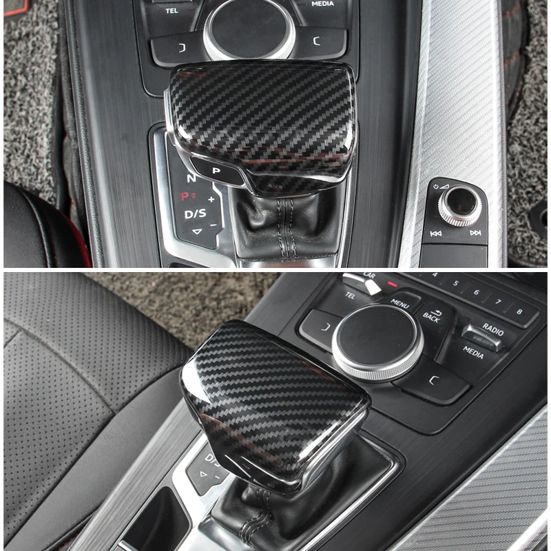 

For Audi A4 B9 A5 2017 2018 Q7 2016 2017 2018 Interior Carbon Fiber Style Interior Gear Shift Knob Head Cover Trim
