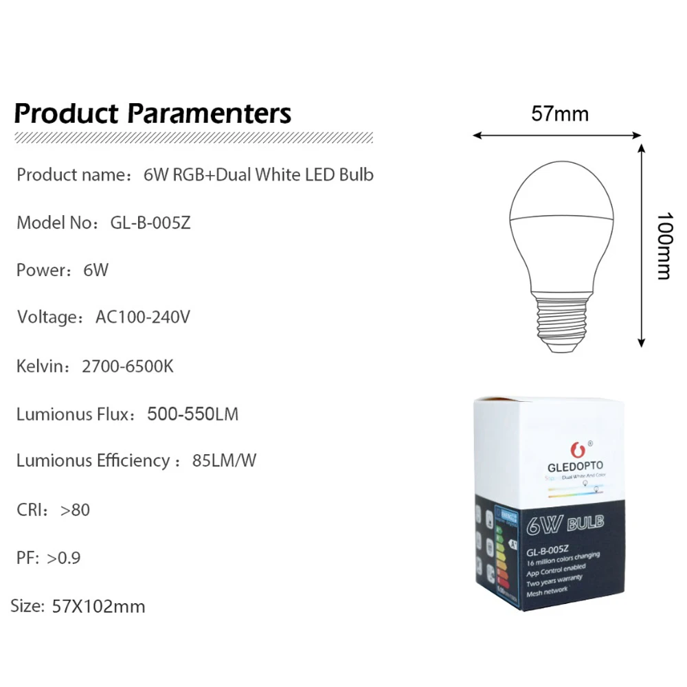 Лампочка Zigbee E27 6 Вт E26 лампа RGB CCT двойная белая умная с управлением через
