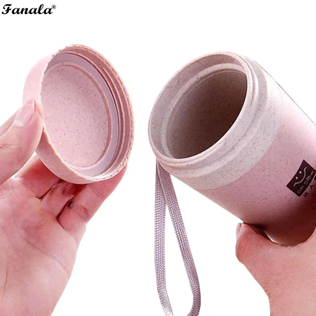300mL Solid Wheat Straw Thermos Cup Water Bottle With 0-6 Hours School Office Travel Outdoor etc Rope | Дом и сад