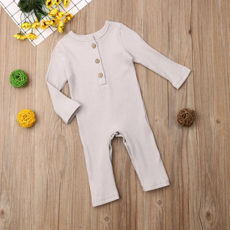 Новинка 2019 года комбинезон с длинными рукавами для новорожденных однотонные