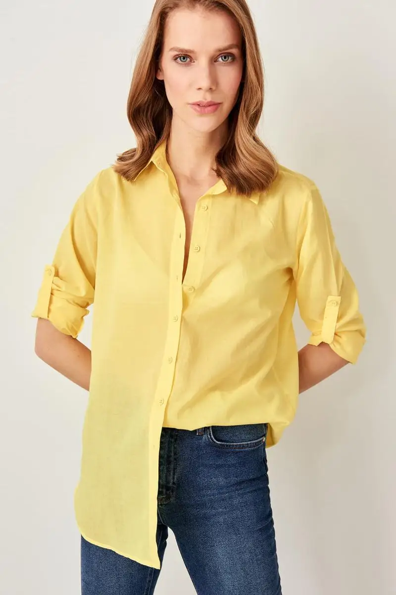 Trendyol желтая длинная рубашка TWOSS19XZ0001 |