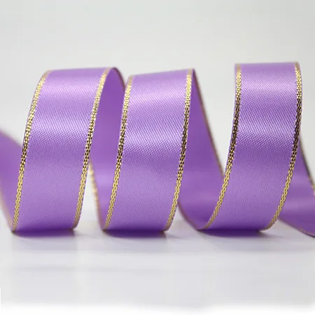 

3 6 9 15 22 25 38mm Double Faced Satin Ribbon DIY Browband Clothing Gifts Baking Packing Metallic Gold Silver Edged Satin Ribbon
