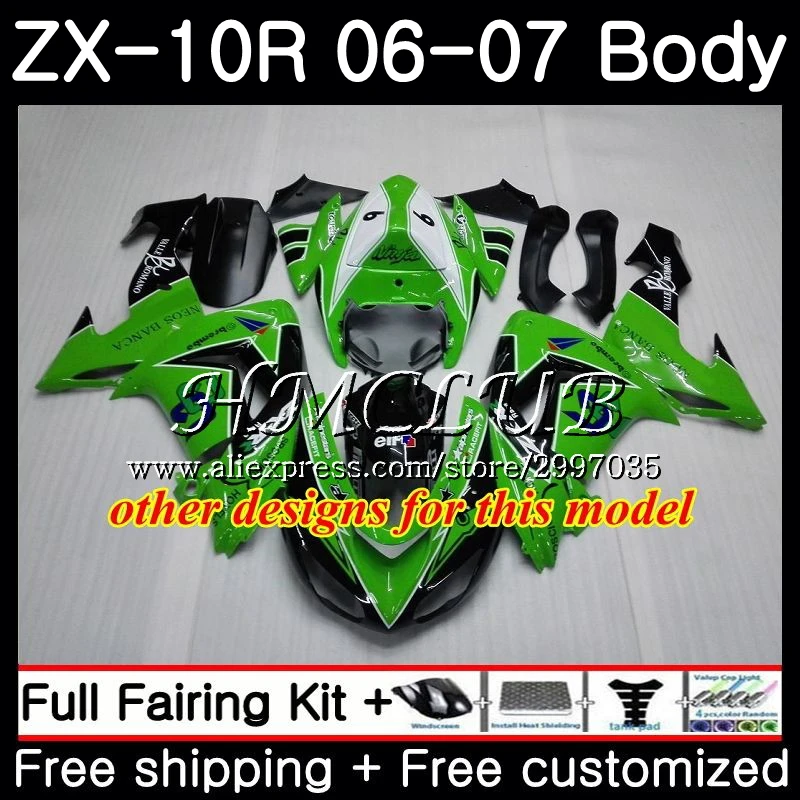 Боди для KAWASAKI Светло-Зеленый NINJA ZX1000C ZX-10R 2006 2007 61HC. 16 ZX1000 C ZX 10 R 10R 06 07 ZX10R комплект