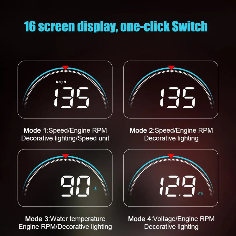 3.5inch Universal Car Head Up Display Hud Obd Ii Obd2 Mph/ Km/H Speeding Warning Digital Speedometer Fuel Consumption | Автомобили и