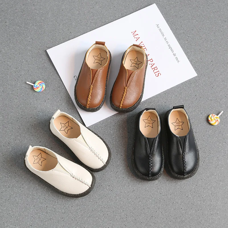 Детская обувь для девочек детская кожаная без шнуровки отдыха кроссовки с мягкой