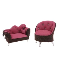 2pcs 16 doll furniture long sofa chaise single sofa chair jewelry box accessories