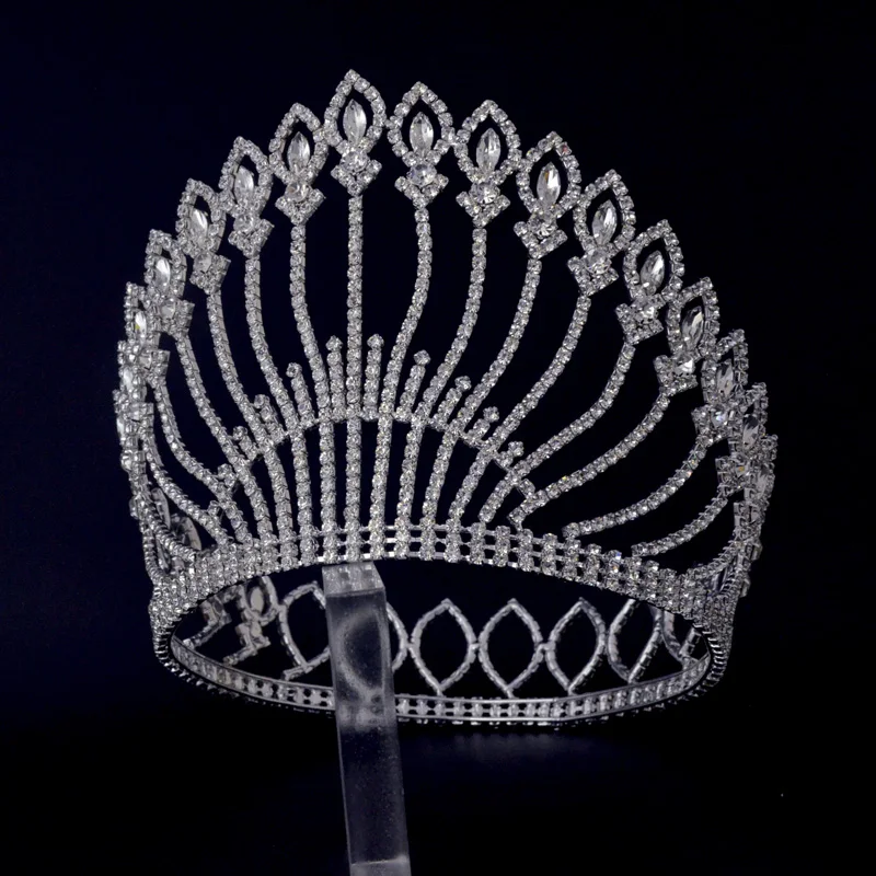 Large Tiaras Full Round Circle For Miss beauty Pageant Contest Crown Auatrian Rhinestone Crystal Hair Accessories For Women