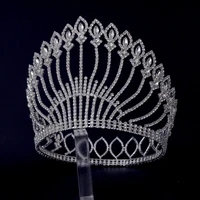 large tiaras full round circle for miss beauty pageant contest crown auatrian rhinestone crystal hair accessories for women