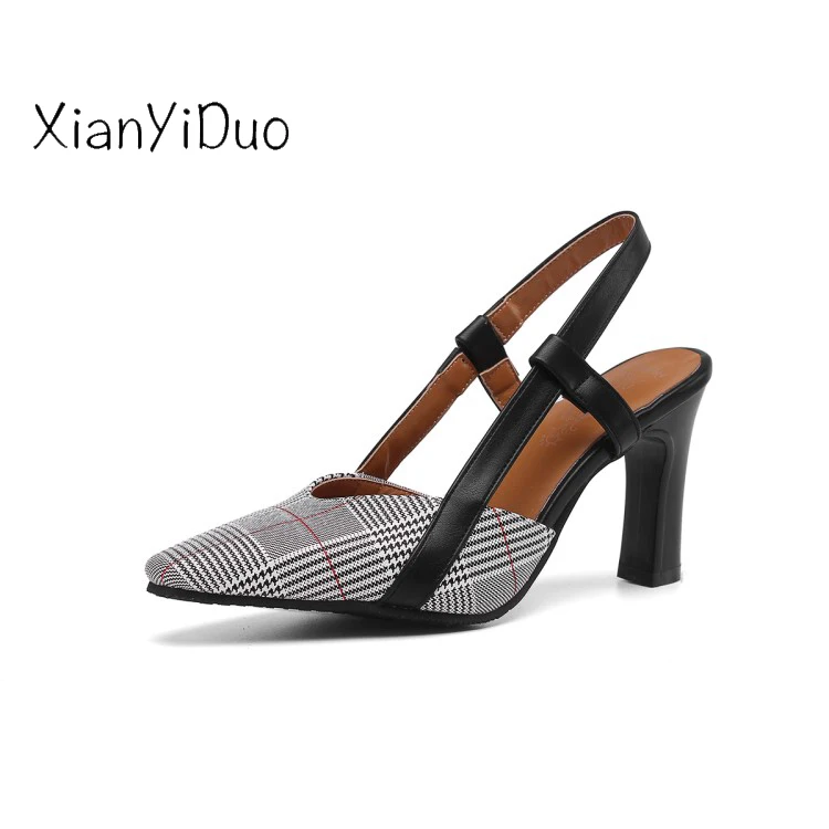 Xianyiduo/модные вечерние женские босоножки на высоком каблуке с закрытым носком