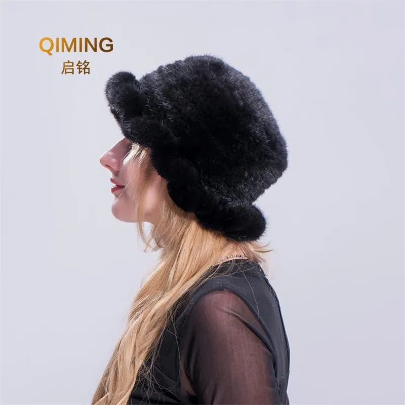 

New Ladies Winter Hats Beanies For Women Mink Fur Hat Lovely Woven Baseball Cap Warm Fashion Fisherman Elegant Flower Pot Cap