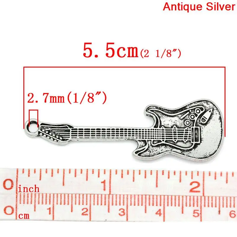 DoreenBeads амулет кулоны гитара серебряный цвет 5 5x1 8 см 10 шт (K10393) Иу | Украшения и