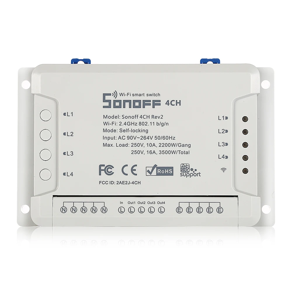 SONOFF 4CH Rev2 4 канальный беспроводной WiFi смарт переключатель независимый пульт