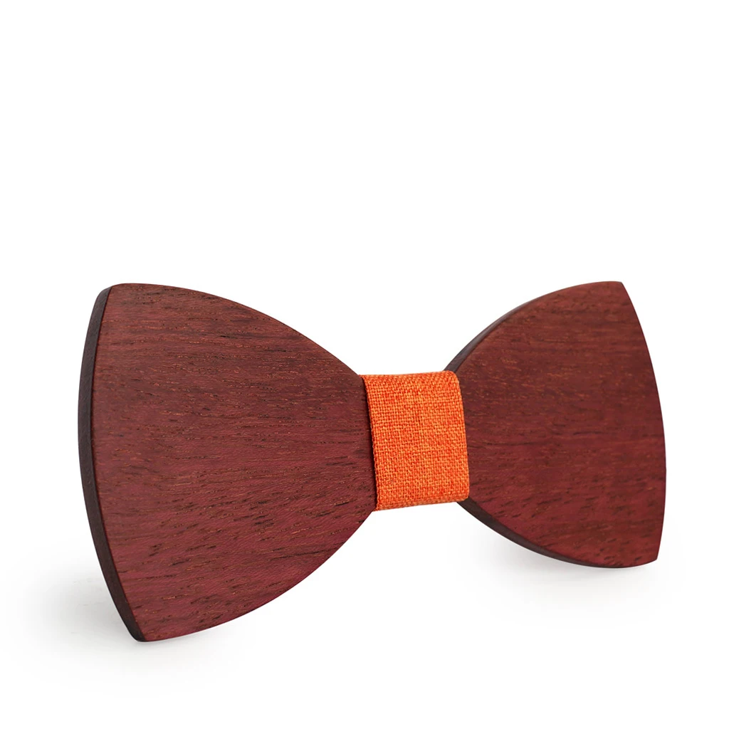 Мужской и Женский галстук-бабочка из массива дерева фиолетовый с резным