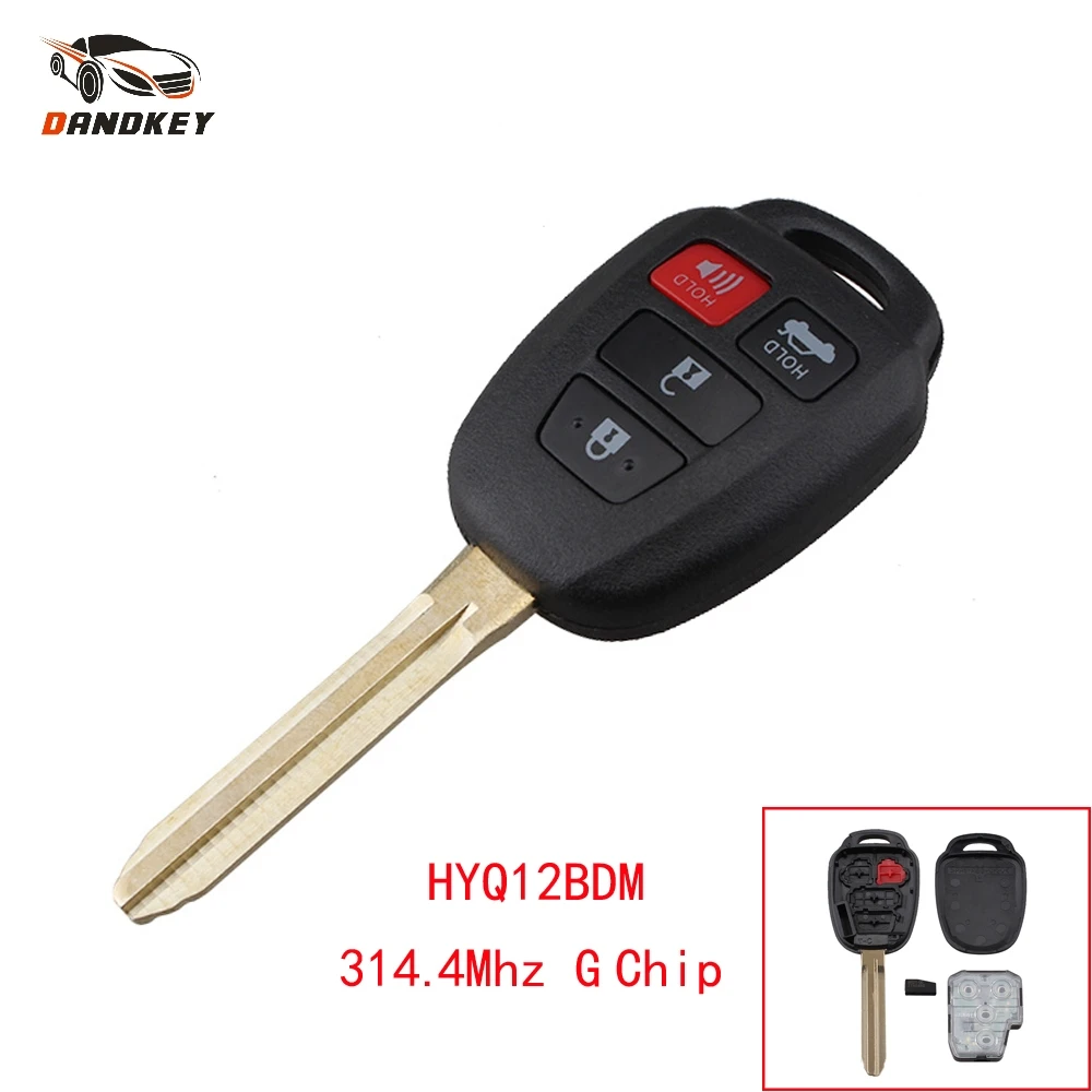 Дистанционный ключ Dandkey с 4 кнопками для Toyota Camry 2012 2015 Corolla 2014 HYQ12BDM 314 МГц G