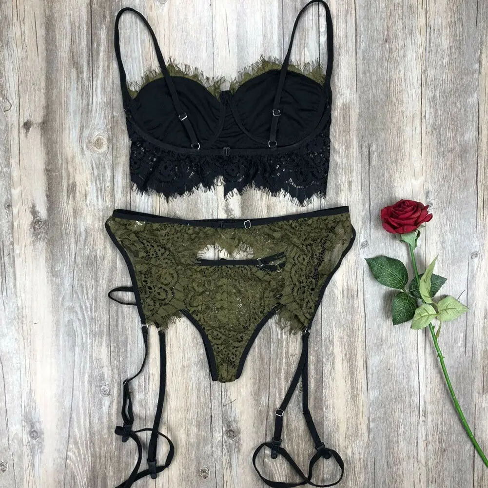 Женское сексуальное кружевное нижнее белье Babydoll открытый бюстгальтер набор