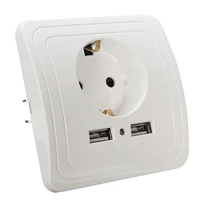 eu plug 2 ports usb safety wall ac power socket charger station outlet jack for household
