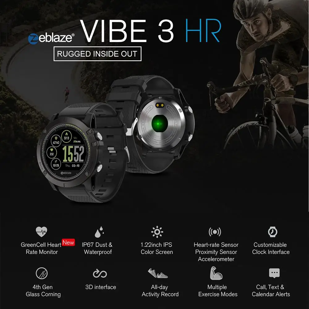 Zeblaze VIBE3 HR Smartwatch дюймов 1 22 спортивные часы Bluetooth 4 0 водостойкий