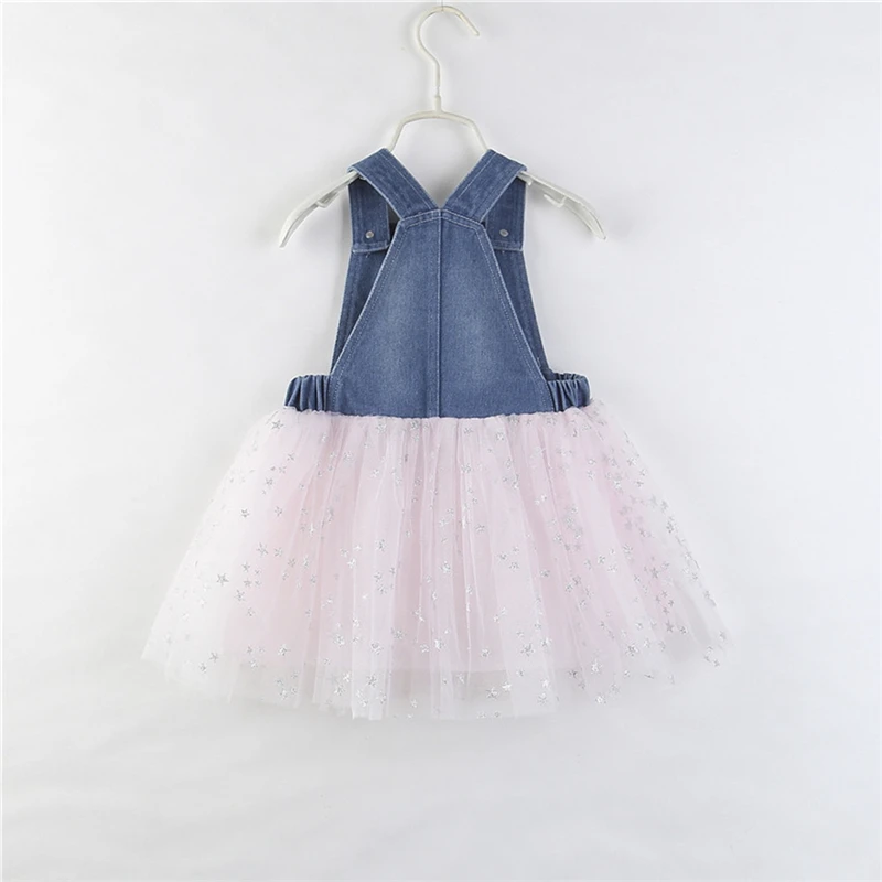2019 Toddler Baby Girls Dress Summer Patchwork Denim Princess Sleeveless Tutu Tulle Lace Dresses Costume Clothing Sundress | Детская
