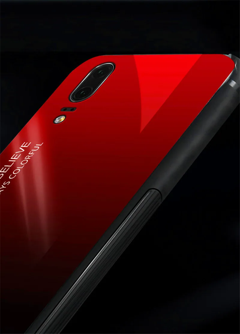 Чехол для Huawei P 20 P20 Pro градиентная задняя крышка из закаленного стекла Aurora чехол