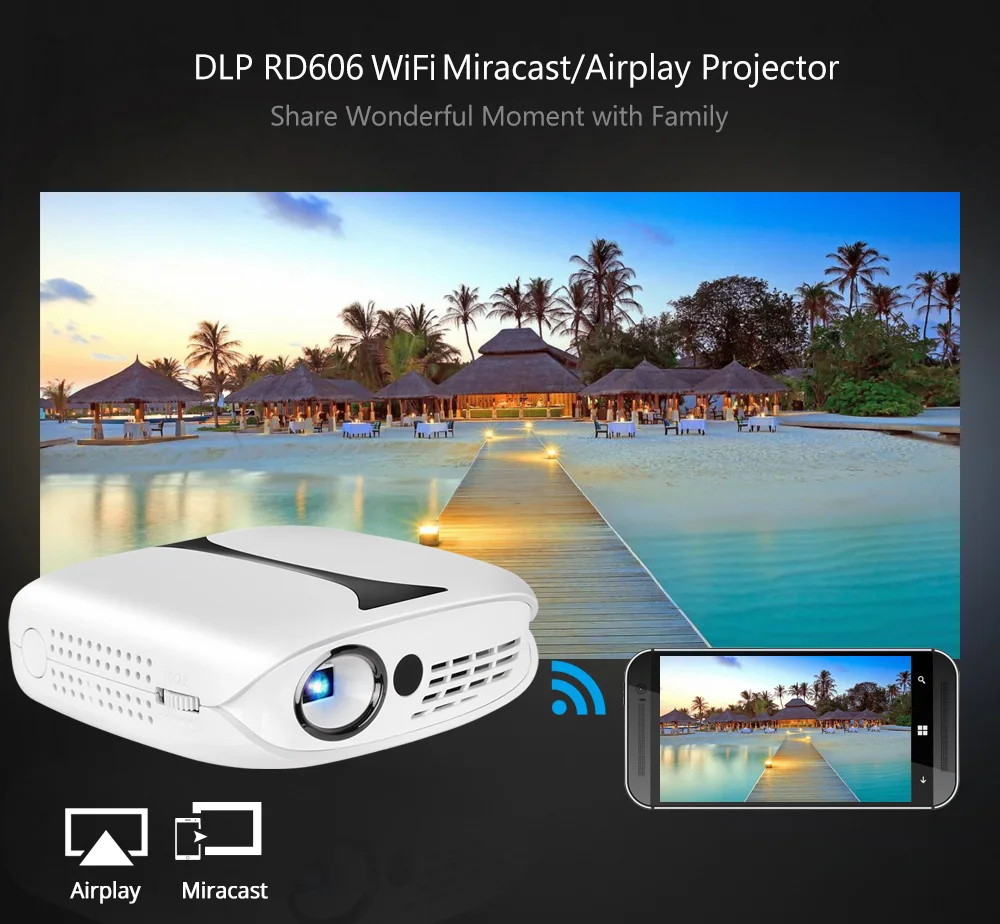 Rd606 Мини светодиодный DLP проектор дополнительно Hd Wifi Android 7 1 Карманный