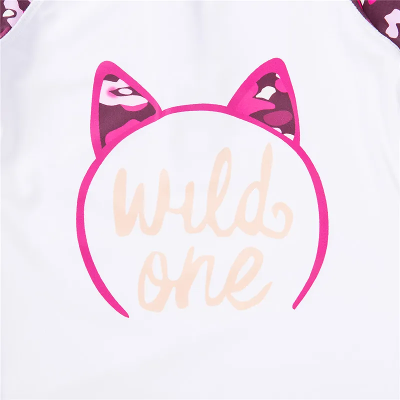 Детский купальник с ушками для маленьких девочек боди буквенным принтом и