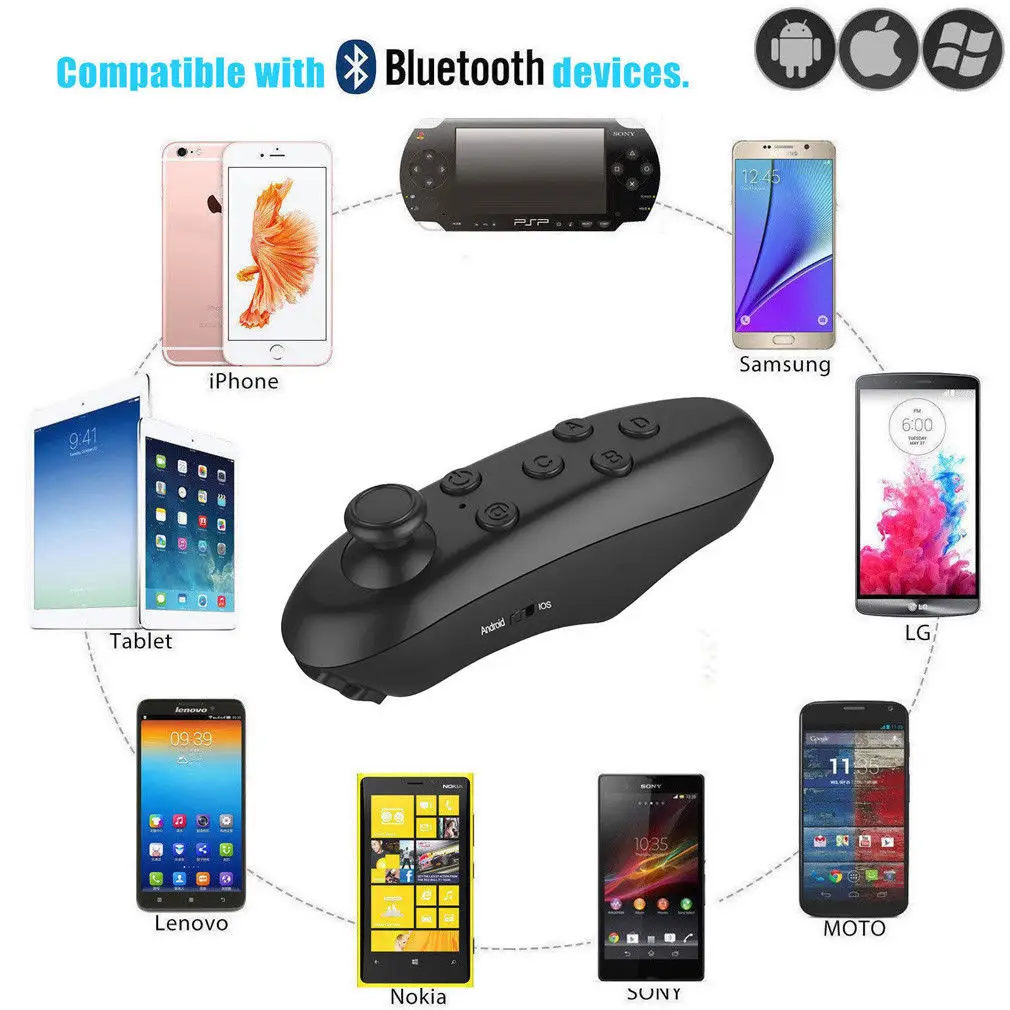 VR BOX беспроводной Bluetooth геймпад дистанционного джойстики управление для iPhone samsung