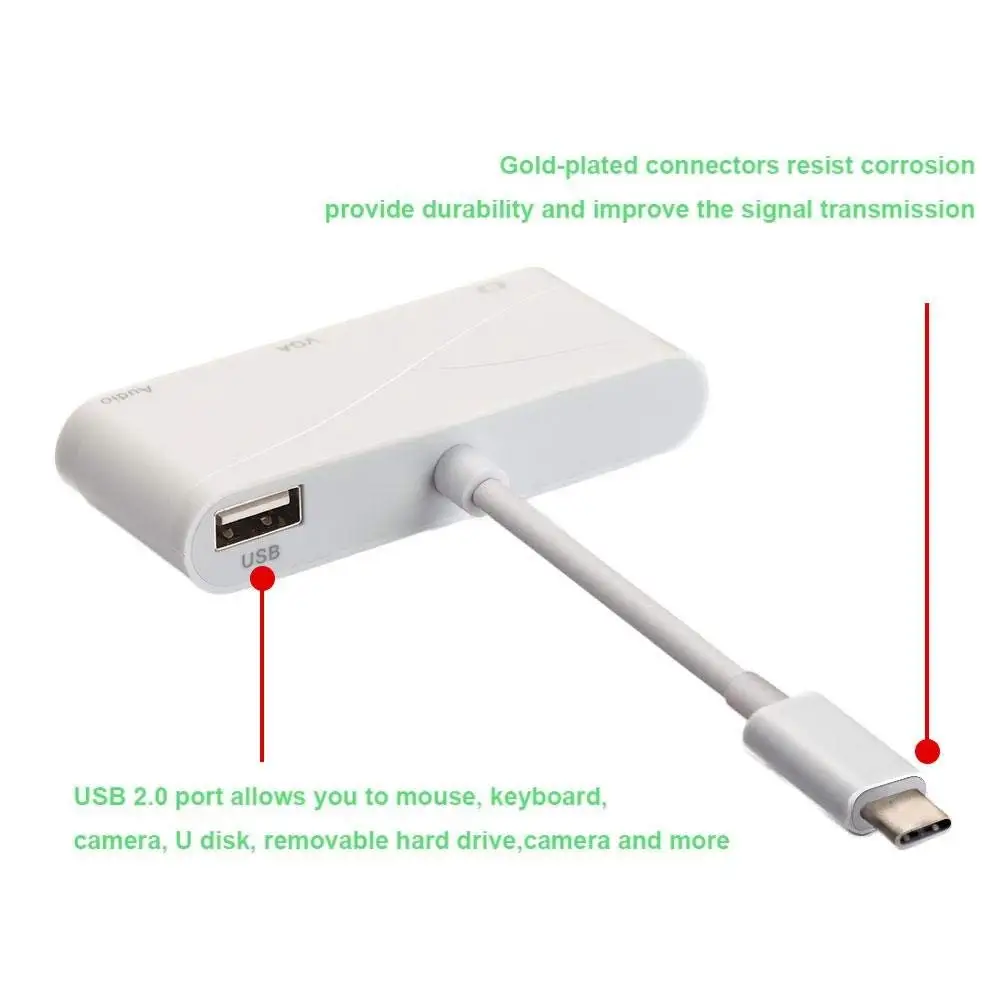 OPQ USB C к HDMI VGA адаптер 3 1 DVI 0 концентратор многопортовый для MacBook/MacBook Pro/Chromebook