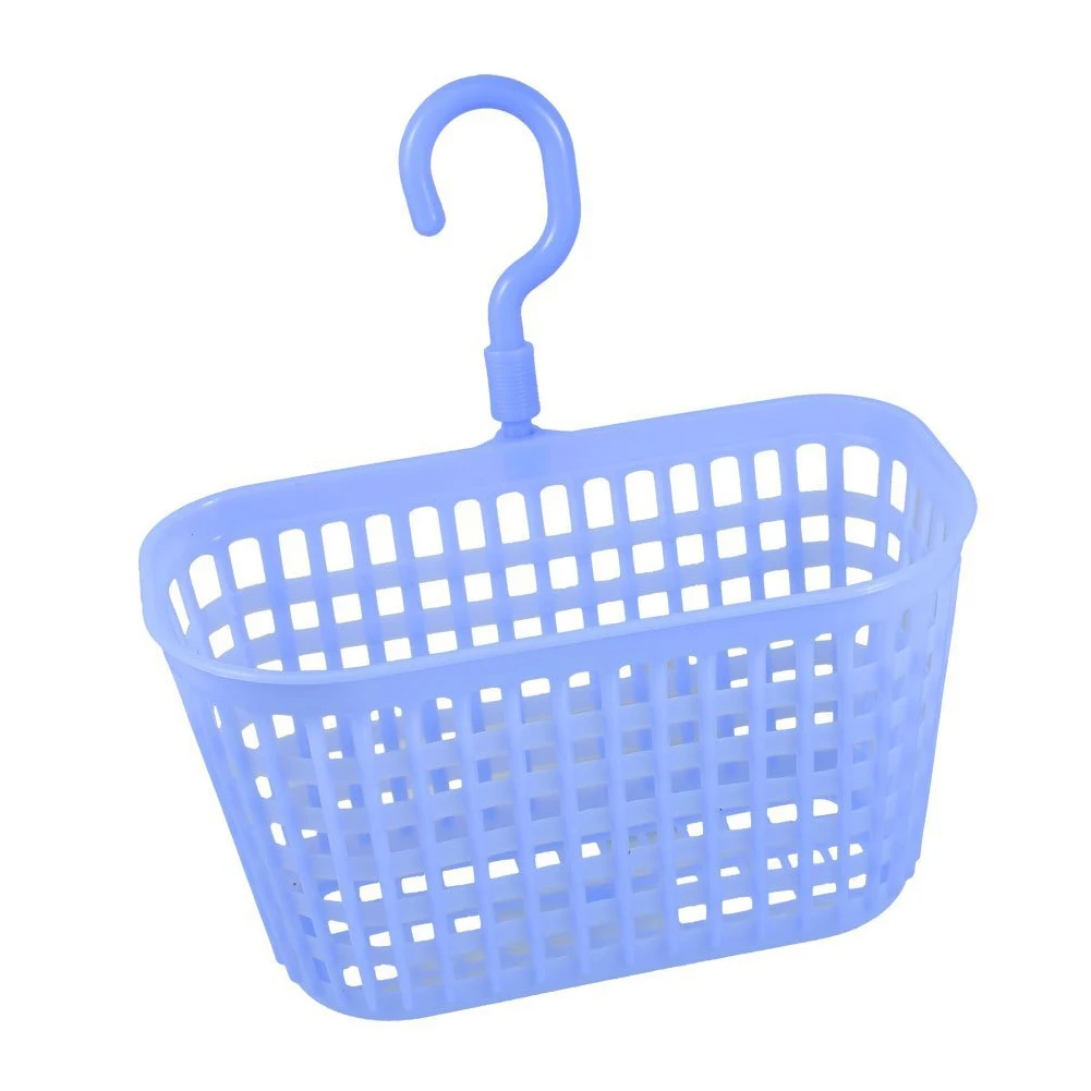 Promotion! Plastic Hollow Grid Kitchen Bathroom Hook Basket Holder Blue | Storage Baskets