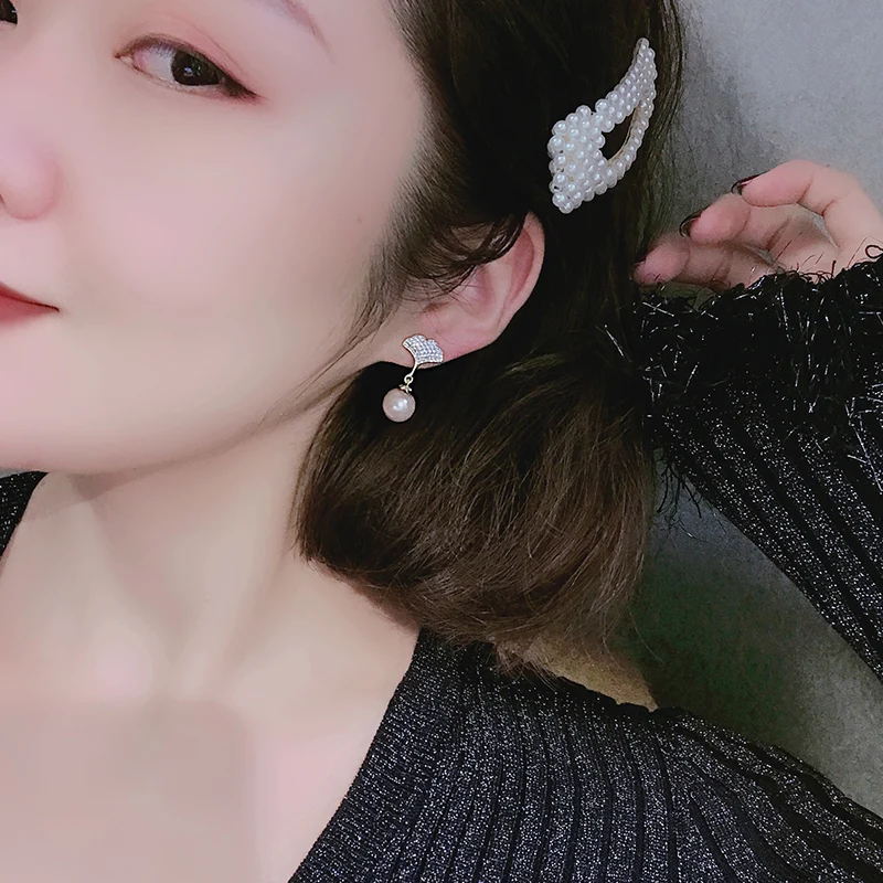 Женские серьги в форме листа гинкго серьги-подвески золотого цвета с имитацией