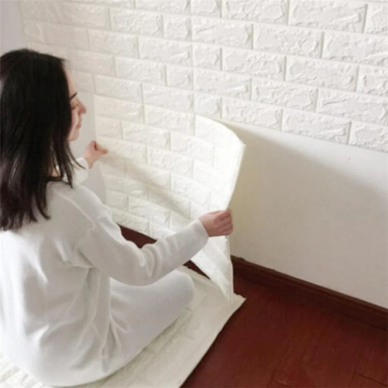 PE Foam 3D Wall Stickers Safty Home Decor DIY Wallpaper Brick Living Room Kids Bedroom Sticker Background wall stickers | Дом и сад