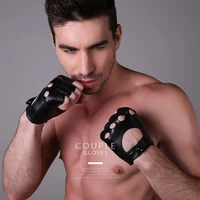 new 2019 mens genuine leather gloves driving sports unlined goatskin half finger gloves fingerless gym fitness gloves