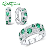 santuzza jewelry set for women authentic 100 925 sterling silver shimmering wish green cz earrings ring set fashion jewelry