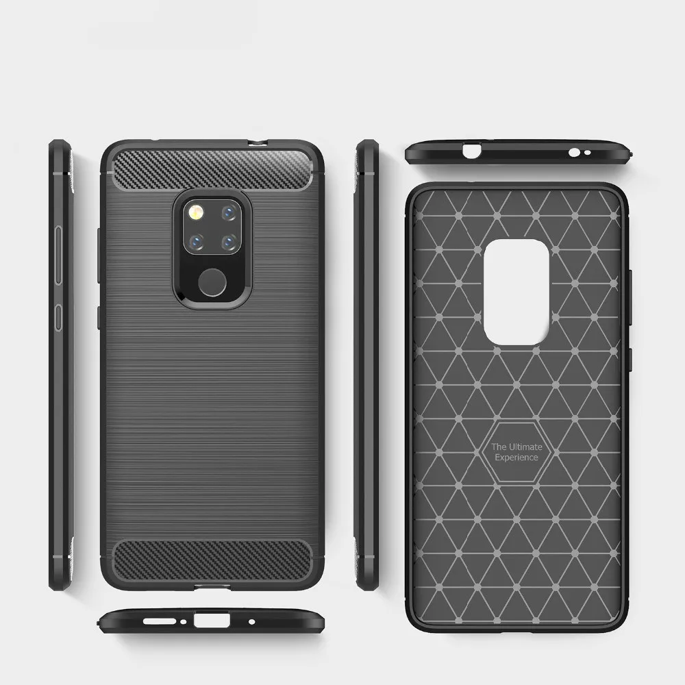 Роскошные карбоновый чехол на Коврики 20 ТПУ Soft для huawei волокна кремния матовый