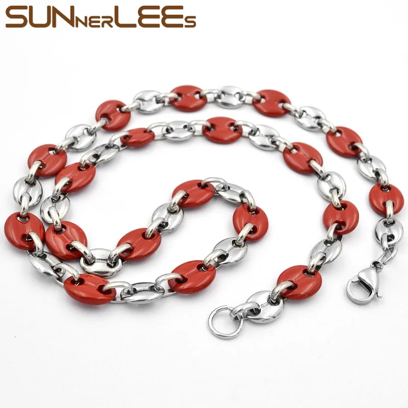 Цепочка SUNNERLEES из нержавеющей стали ожерелье звеньев кофейных зерен черного