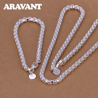 925 silver jewelry sets fashion round box chain bracelet necklace women wedding party bridal jewelry set