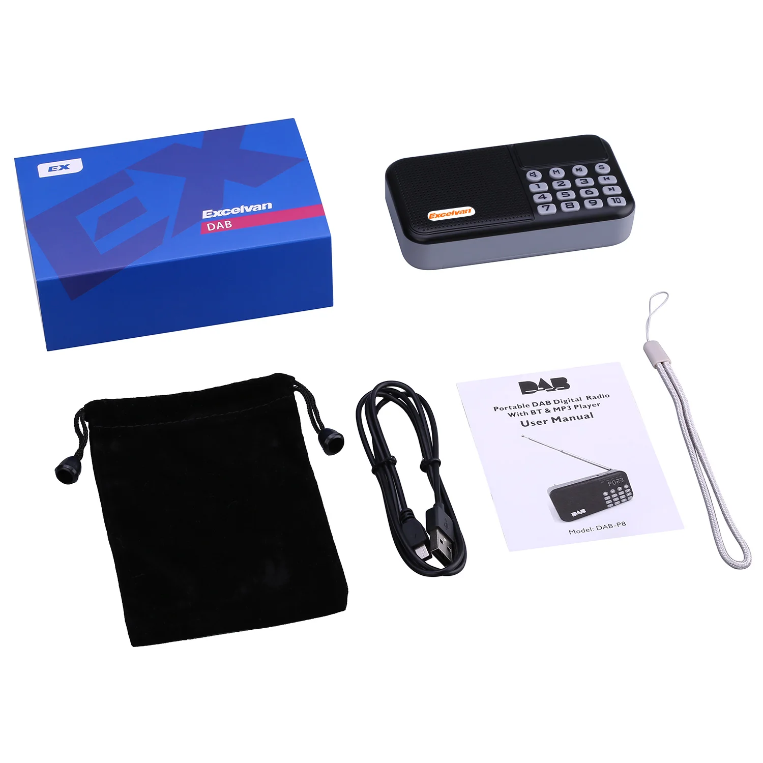 Цифровой автомобильный радиоприемник Excelvan DAB/DAB +/FM Bluetooth TF карта USB 3 5 мм AUX аудио