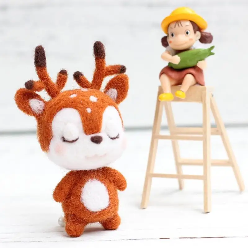 Набор ручной работы из неготового шерстяного войлока Sika Deer для сумки игольчатого