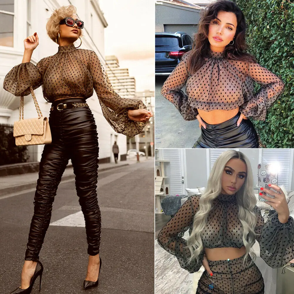 Женская туника свободная с длинным рукавом повседневная кружевная